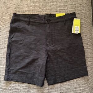 all in motion Black Heather Flat-Front Performance Shorts